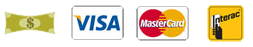 Cash, Visa, MasterCArd, Interac